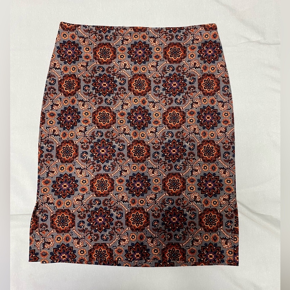 LOFT Geometric Floral Pencil Skirt Multicolor Both Side slits size 4P
